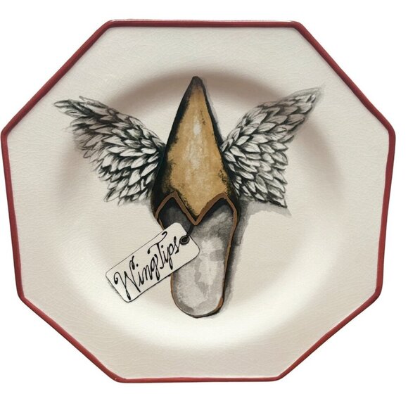 CHRISTMAS VTG Y2K Unique Shoes Holiday Lane Set Of 6 Salad/Dessert Plates NEW - Picture 4 of 11